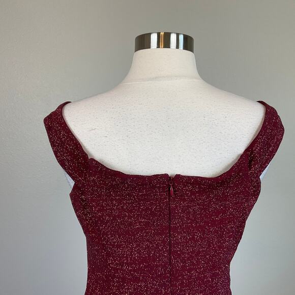Betsy & Adam Mini Fit and Flare Cocktail Dress Sparkly Burgundy Red Size 10 - Picture 6 of 11